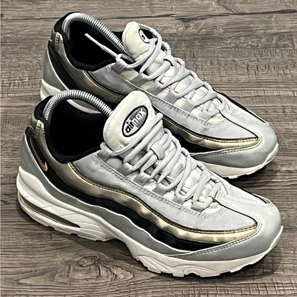 NIKE AIR MAX 95 BIG KIDS [SIZE 7Y/WOMENS 8.5] PLATINUM/RED BRONZE [AJ1899-001] - Picture 8 of 16